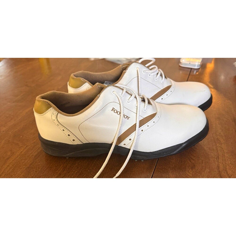 FootJoy GreenJoys 48762 Men's Spiked Leather Golf Shoes White/Brown 9.5 M